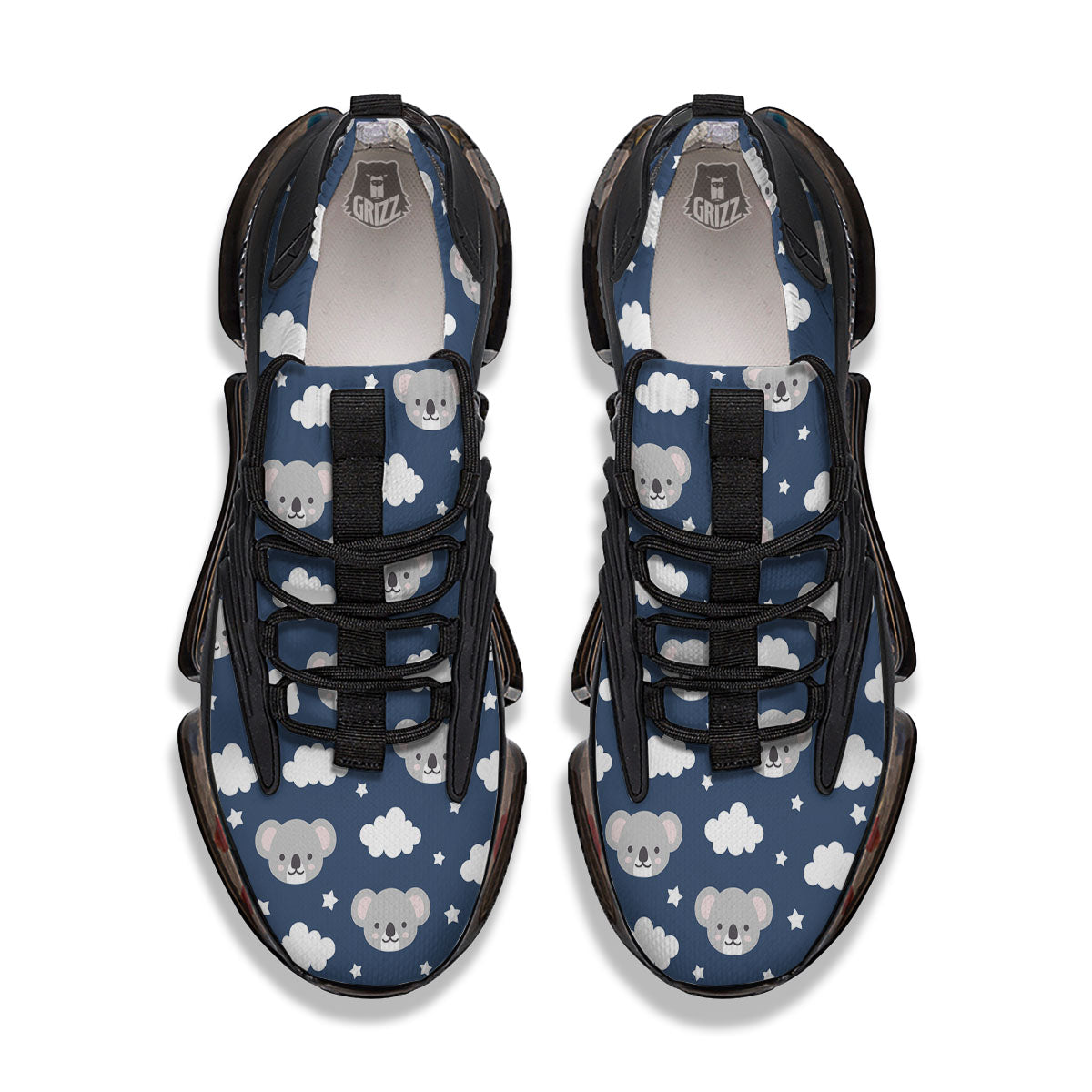 Cloud And Koala Bear Print Pattern Black Gym Shoes-grizzshop
