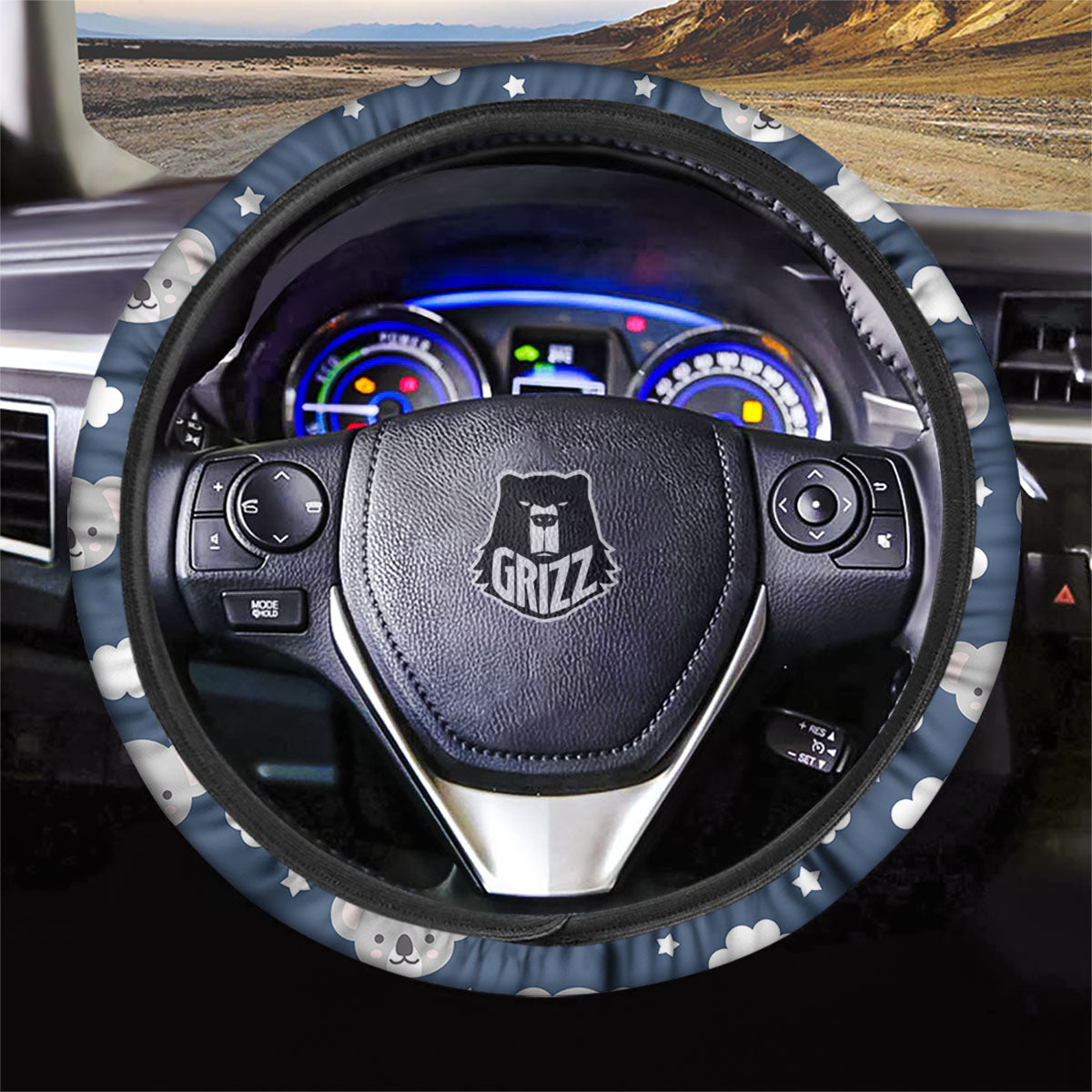 Cloud And Koala Bear Print Pattern Car Steering Wheel Cover-grizzshop