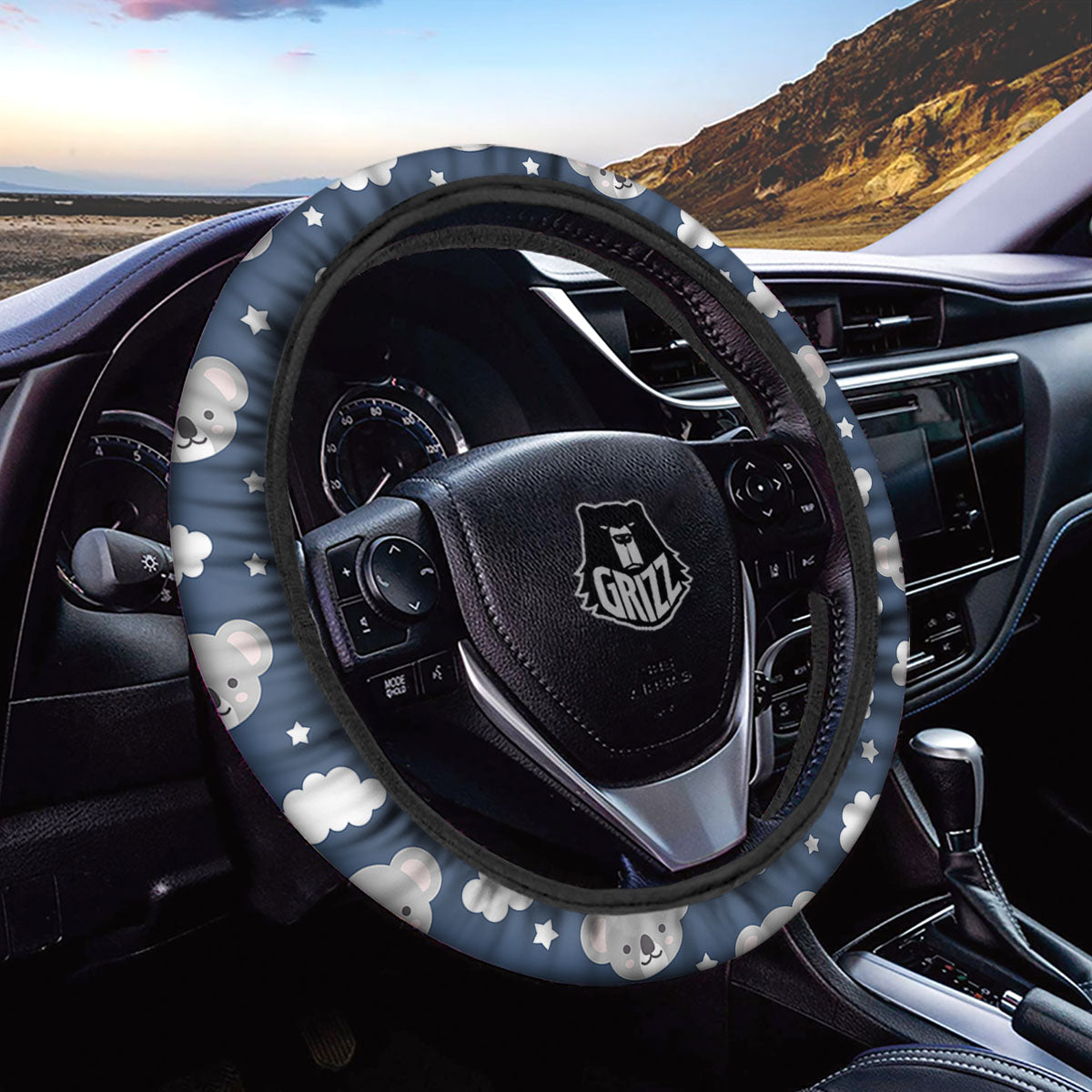 Cloud And Koala Bear Print Pattern Car Steering Wheel Cover-grizzshop