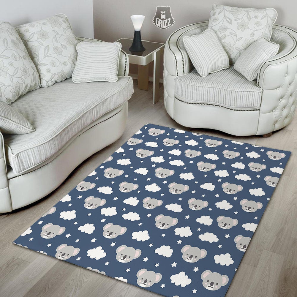 Cloud And Koala Bear Print Pattern Floor Mat-grizzshop