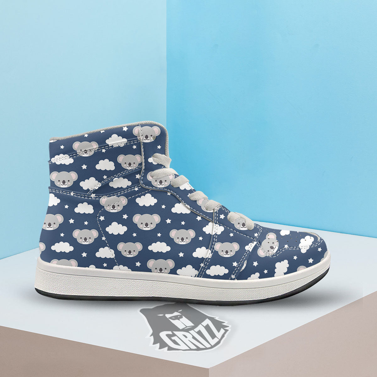 Cloud And Koala Bear Print Pattern High Top Sneakers-grizzshop