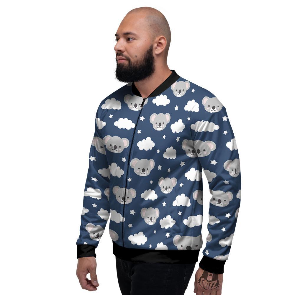 Cloud And Koala Bear Print Pattern Men's Bomber Jacket-grizzshop