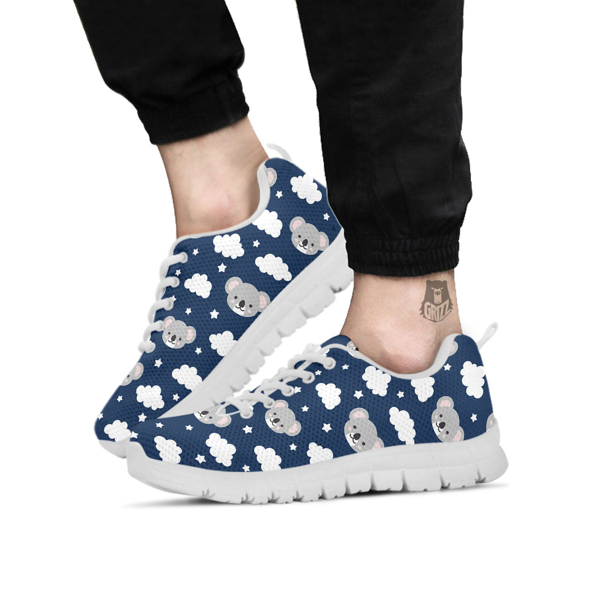 Cloud And Koala Bear Print Pattern White Sneaker-grizzshop