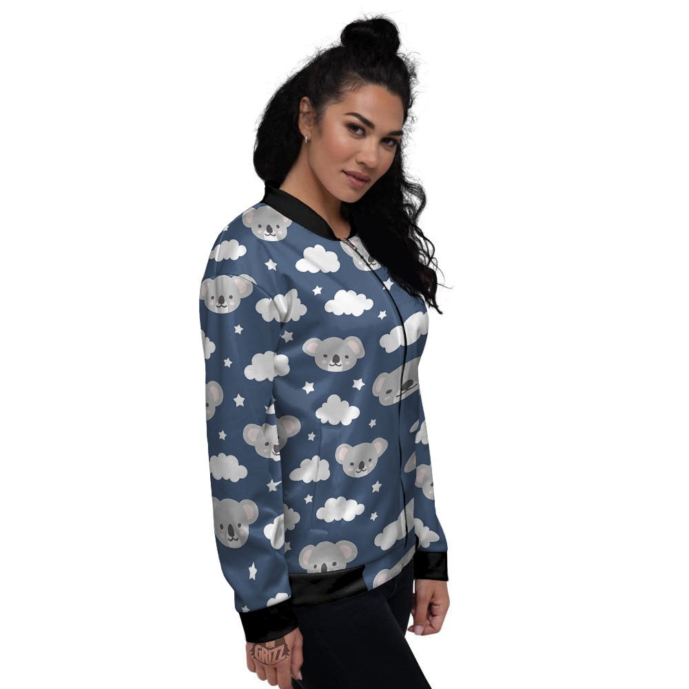 Cloud And Koala Bear Print Pattern Women's Bomber Jacket-grizzshop