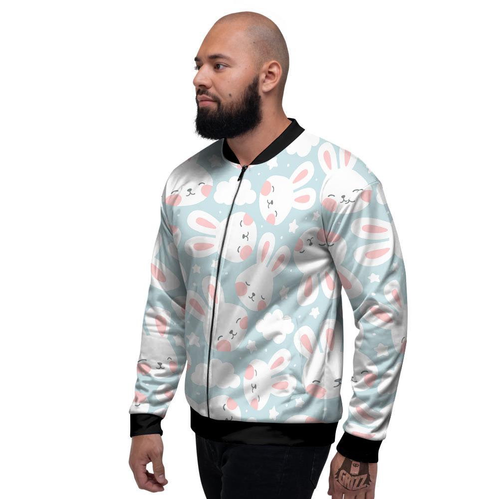 Cloud And Rabbit Print Pattern Men's Bomber Jacket-grizzshop