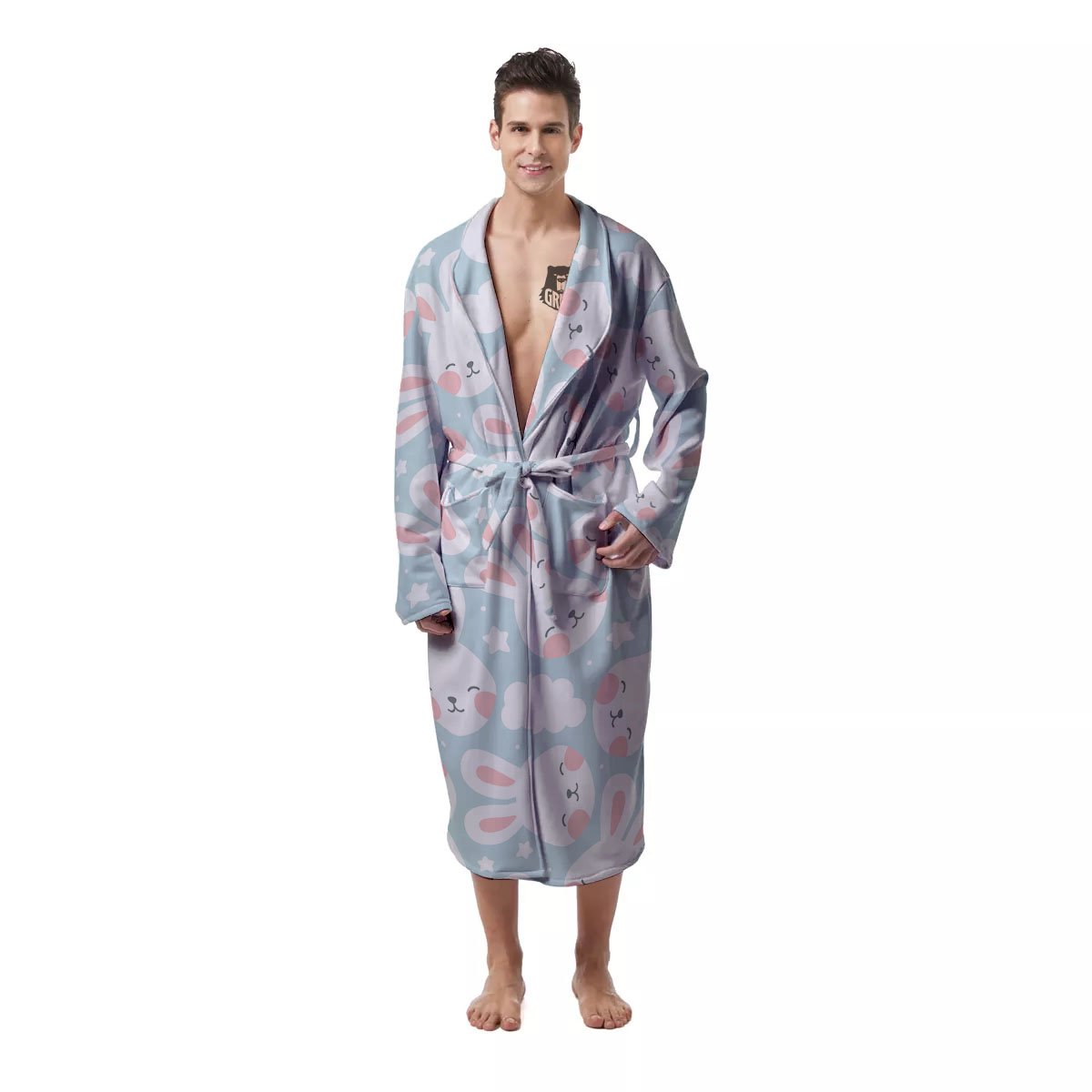 Cloud And Rabbit Print Pattern Men's Robe-grizzshop