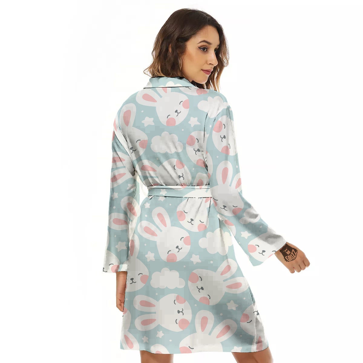 Cloud And Rabbit Print Pattern Women's Robe-grizzshop
