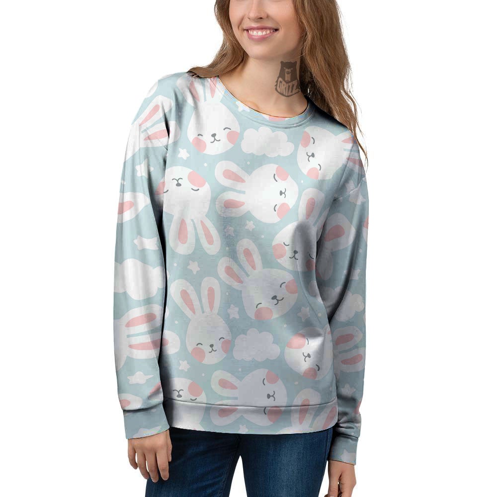 Cloud And Rabbit Print Pattern Women's Sweatshirt-grizzshop