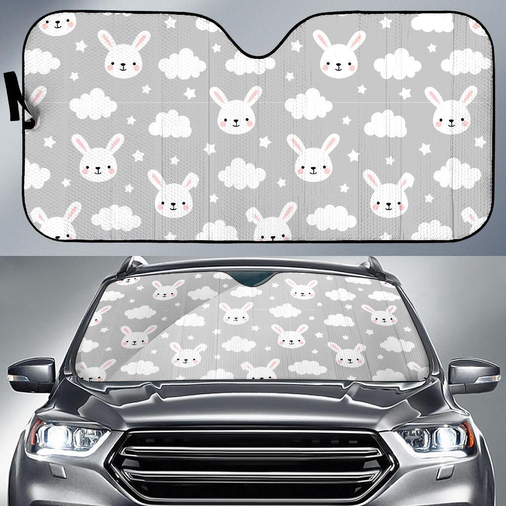 Cloud Bunny Rabbit Pattern Print Car Sun Shade-grizzshop