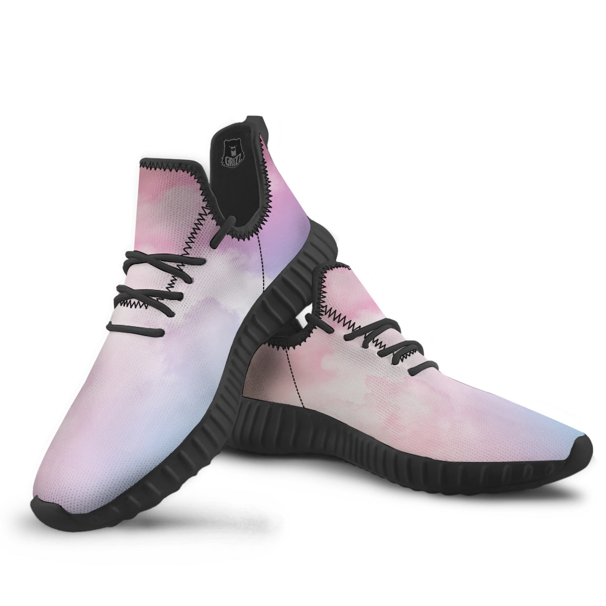 Cloud Coloful Print Black Walking Shoes-grizzshop