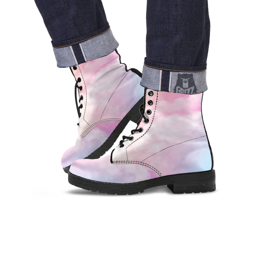 Cloud Coloful Print Leather Boots-grizzshop