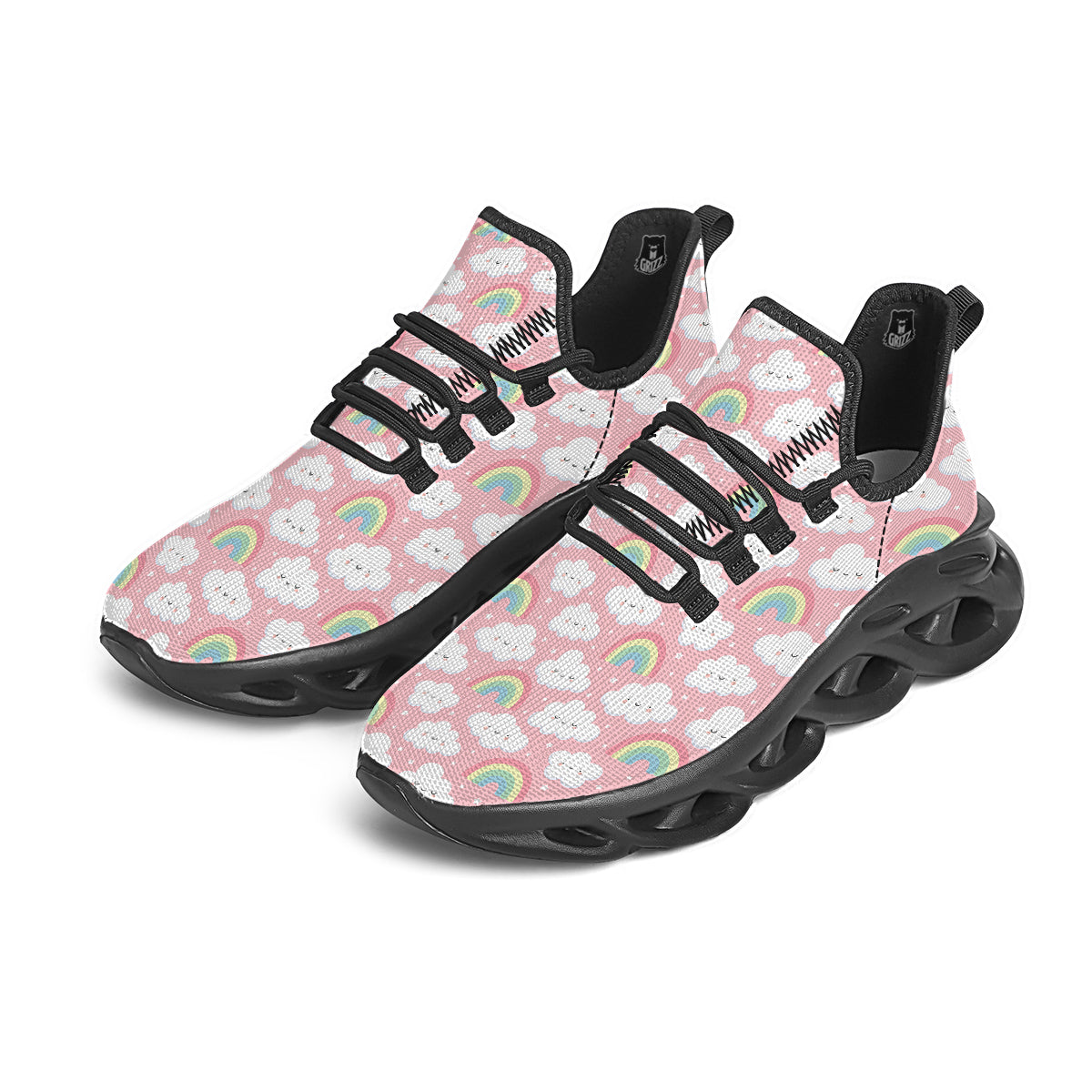 Cloud Cute Print Pattern Black Running Shoes-grizzshop