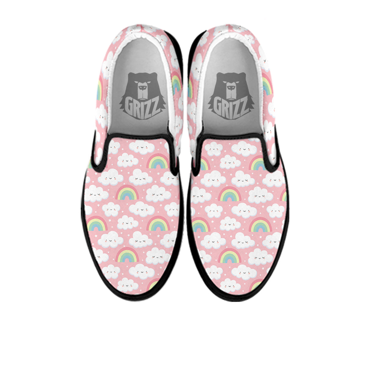 Cloud Cute Print Pattern Black Slip On Shoes-grizzshop