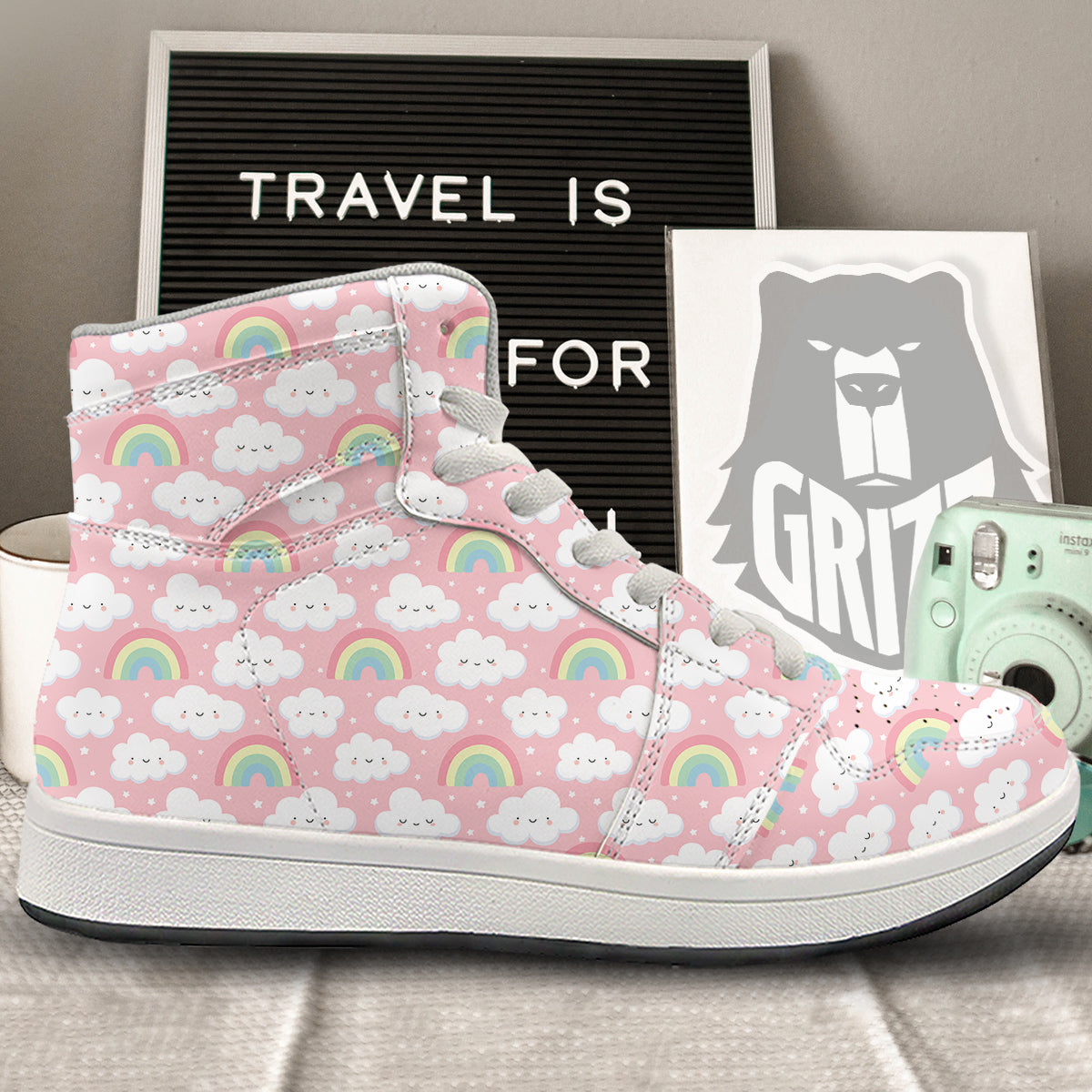 Cloud Cute Print Pattern High Top Sneakers-grizzshop