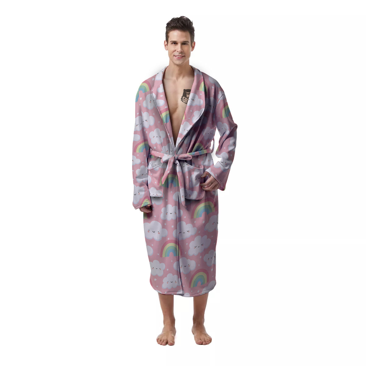Cloud Cute Print Pattern Men's Robe-grizzshop