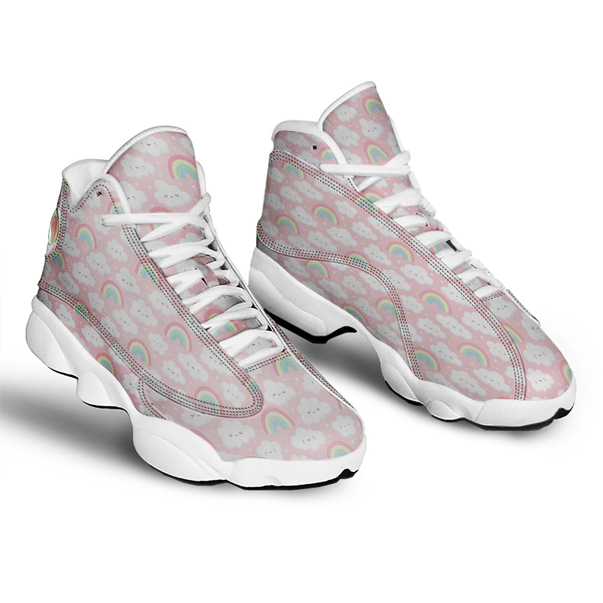Cloud Cute Print Pattern White Basketball Shoes-grizzshop
