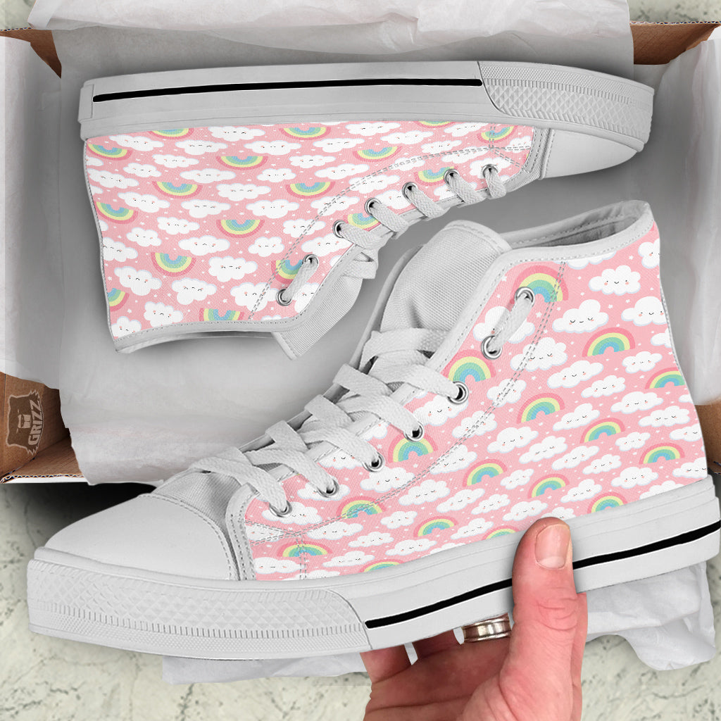 Cloud Cute Print Pattern White High Top Shoes-grizzshop