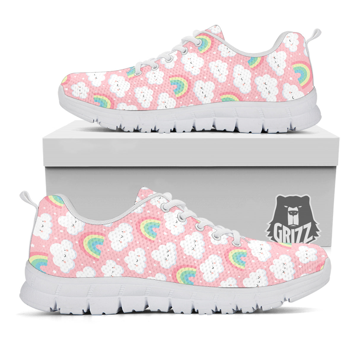 Cloud Cute Print Pattern White Sneaker-grizzshop