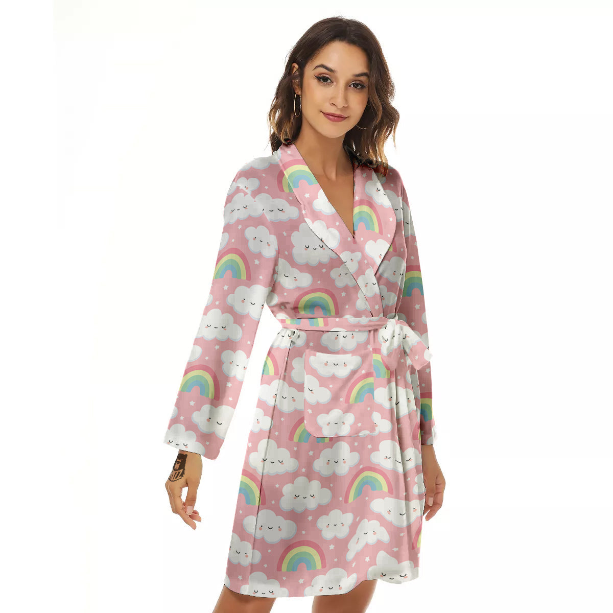 Cloud Cute Print Pattern Women's Robe-grizzshop