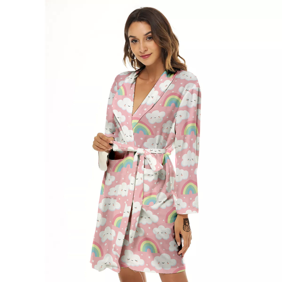 Cloud Cute Print Pattern Women's Robe-grizzshop
