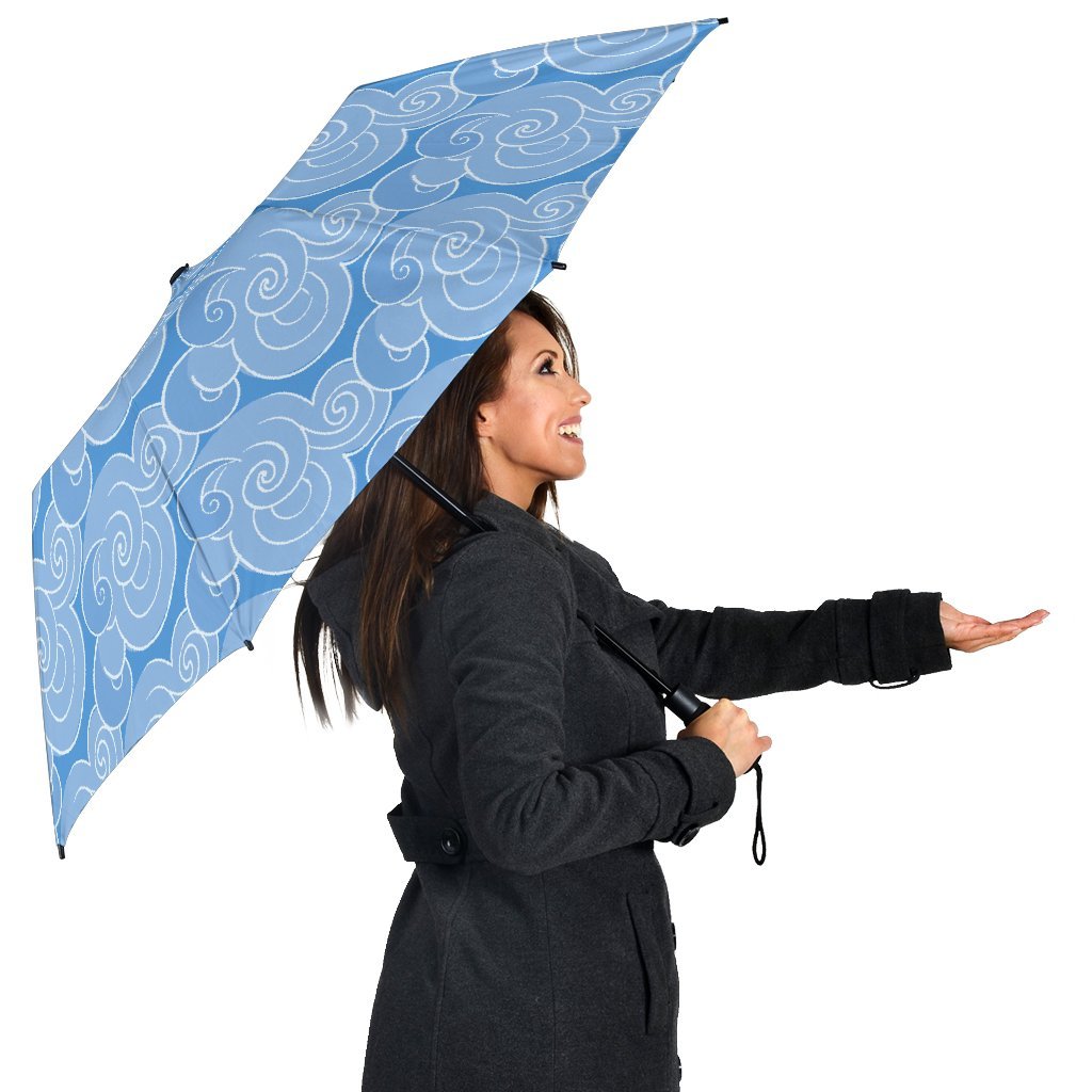 Cloud Pattern Print Automatic Foldable Umbrella-grizzshop