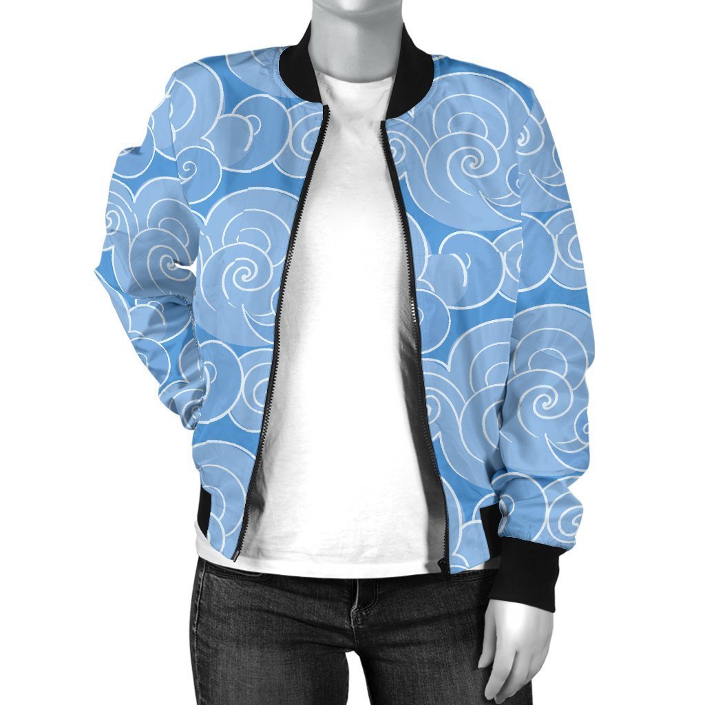 Cloud Pattern Print Women Casual Bomber Jacket-grizzshop