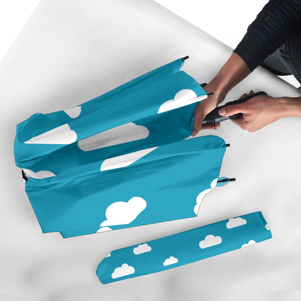 Cloud Print Pattern Automatic Foldable Umbrella-grizzshop