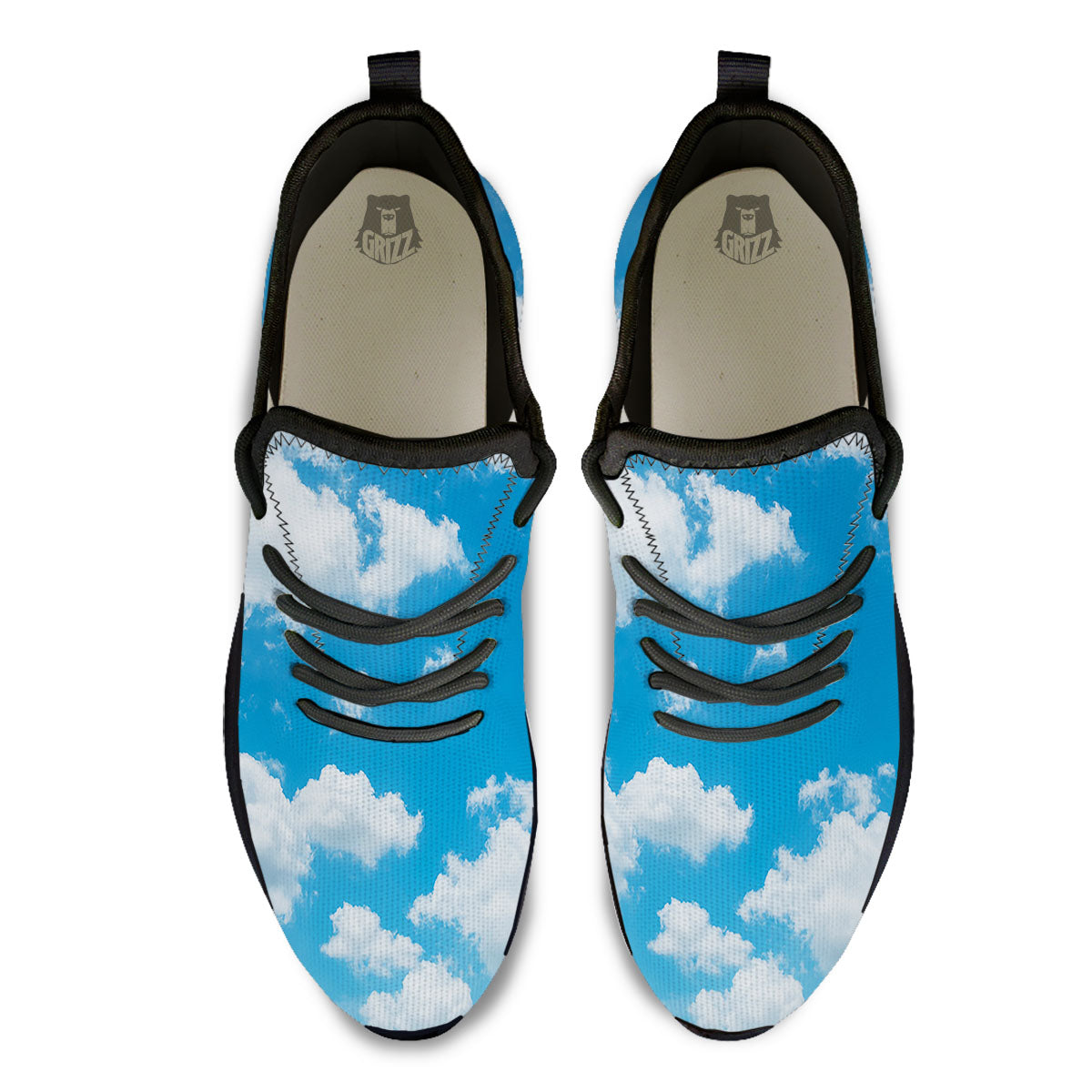 Cloud Sky Print Black Athletic Shoes-grizzshop