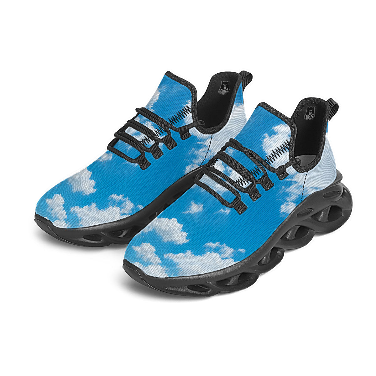 Cloud Sky Print Black Running Shoes-grizzshop