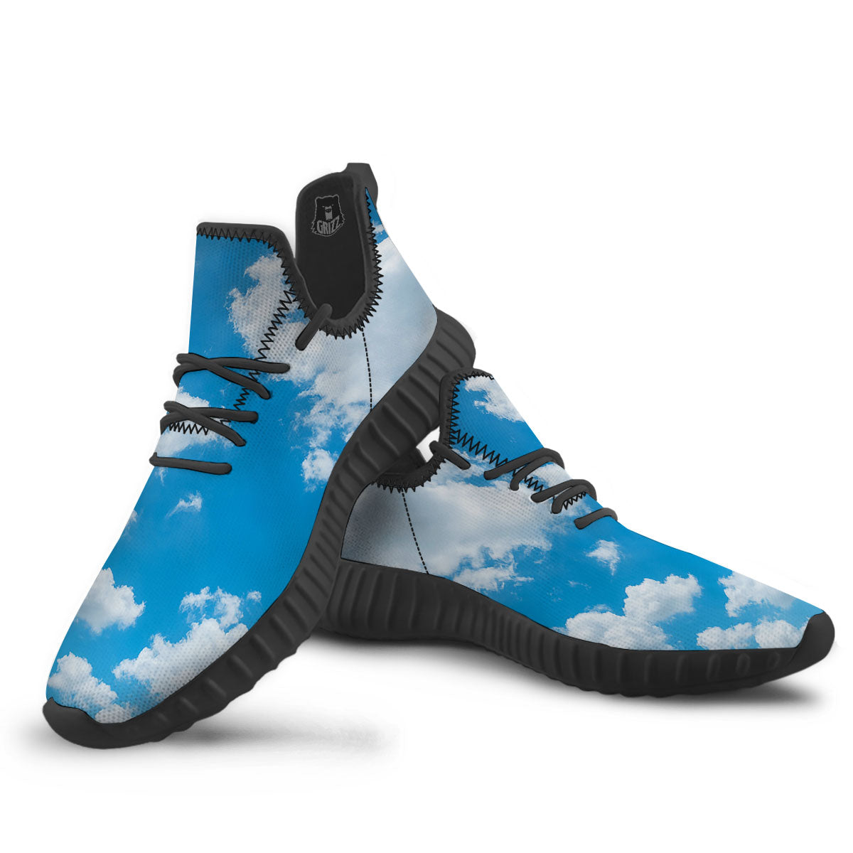 Cloud Sky Print Black Walking Shoes-grizzshop