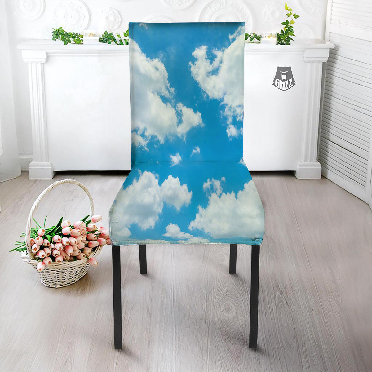 Cloud Sky Print Dining Chair Slipcover-grizzshop