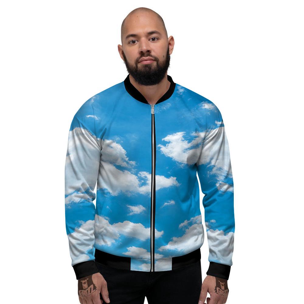 Cloud Sky Print Men's Bomber Jacket-grizzshop