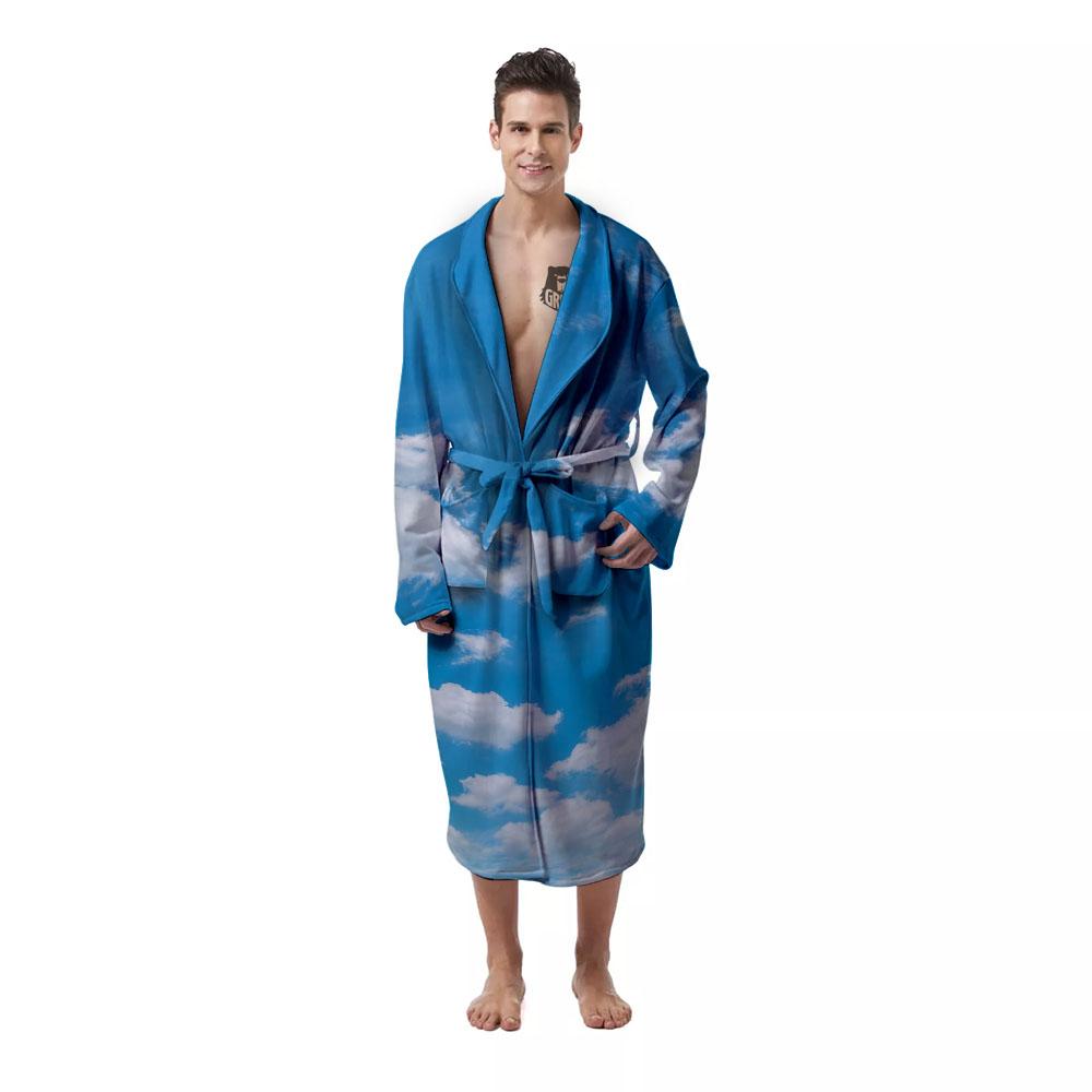 Cloud Sky Print Men's Robe-grizzshop