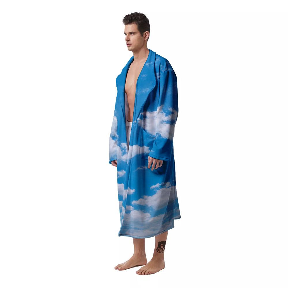 Cloud Sky Print Men's Robe-grizzshop