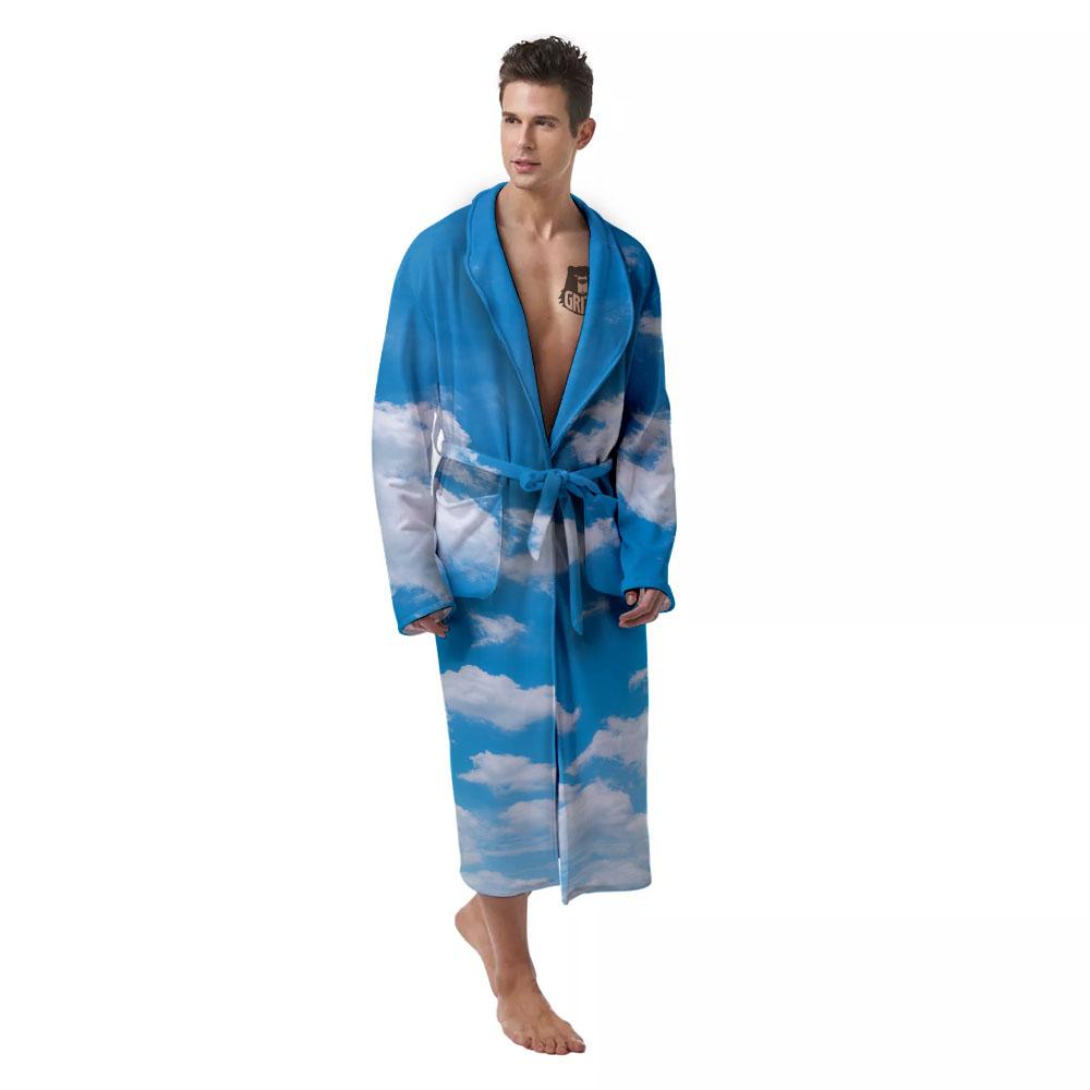 Cloud Sky Print Men's Robe-grizzshop
