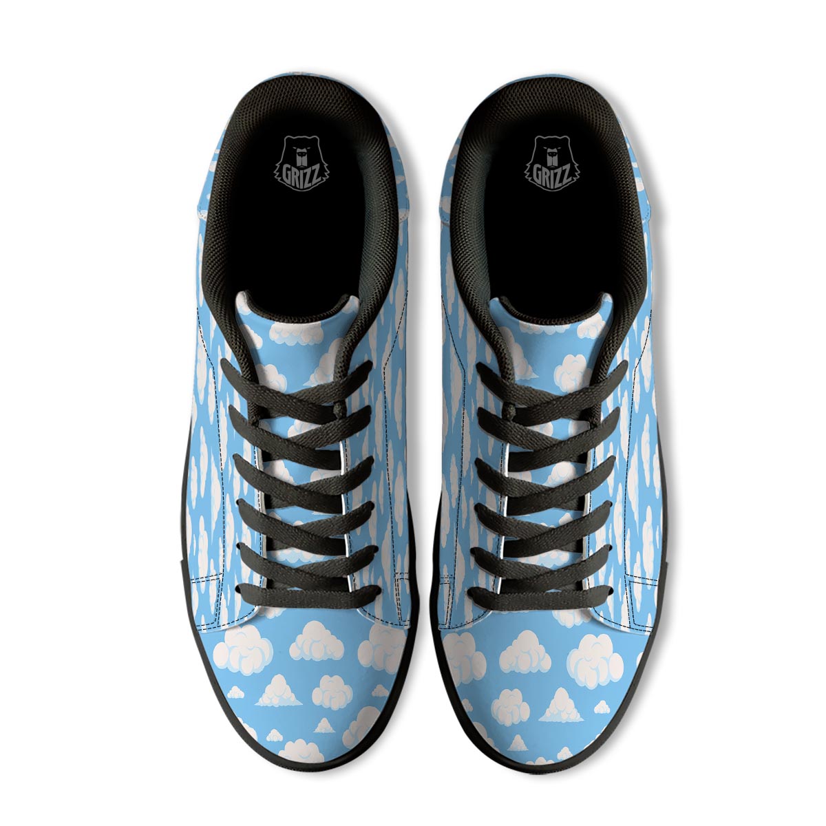 Cloud Sky Print Pattern Black Low Top Sneakers-grizzshop