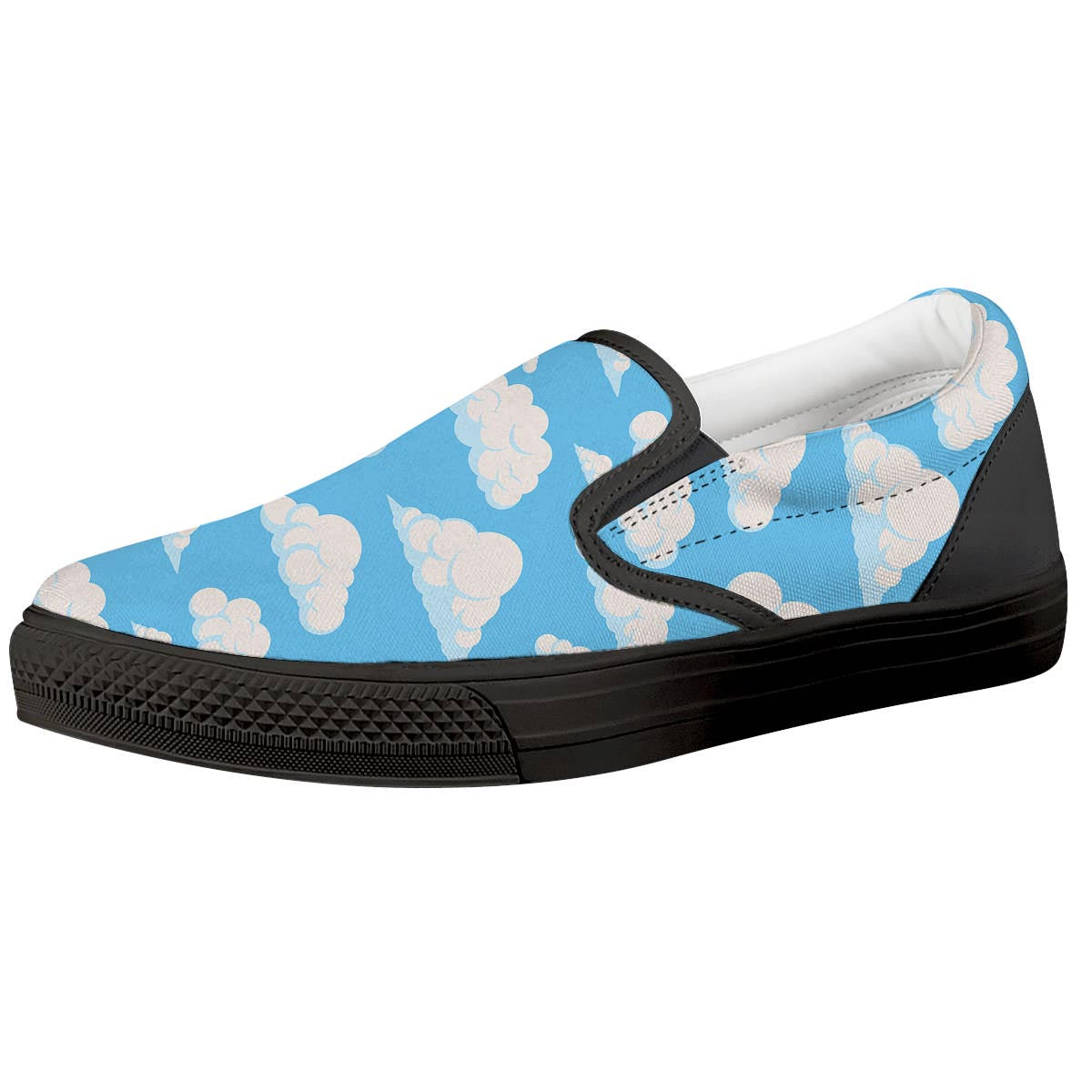 Cloud Sky Print Pattern Black Slip On Shoes-grizzshop