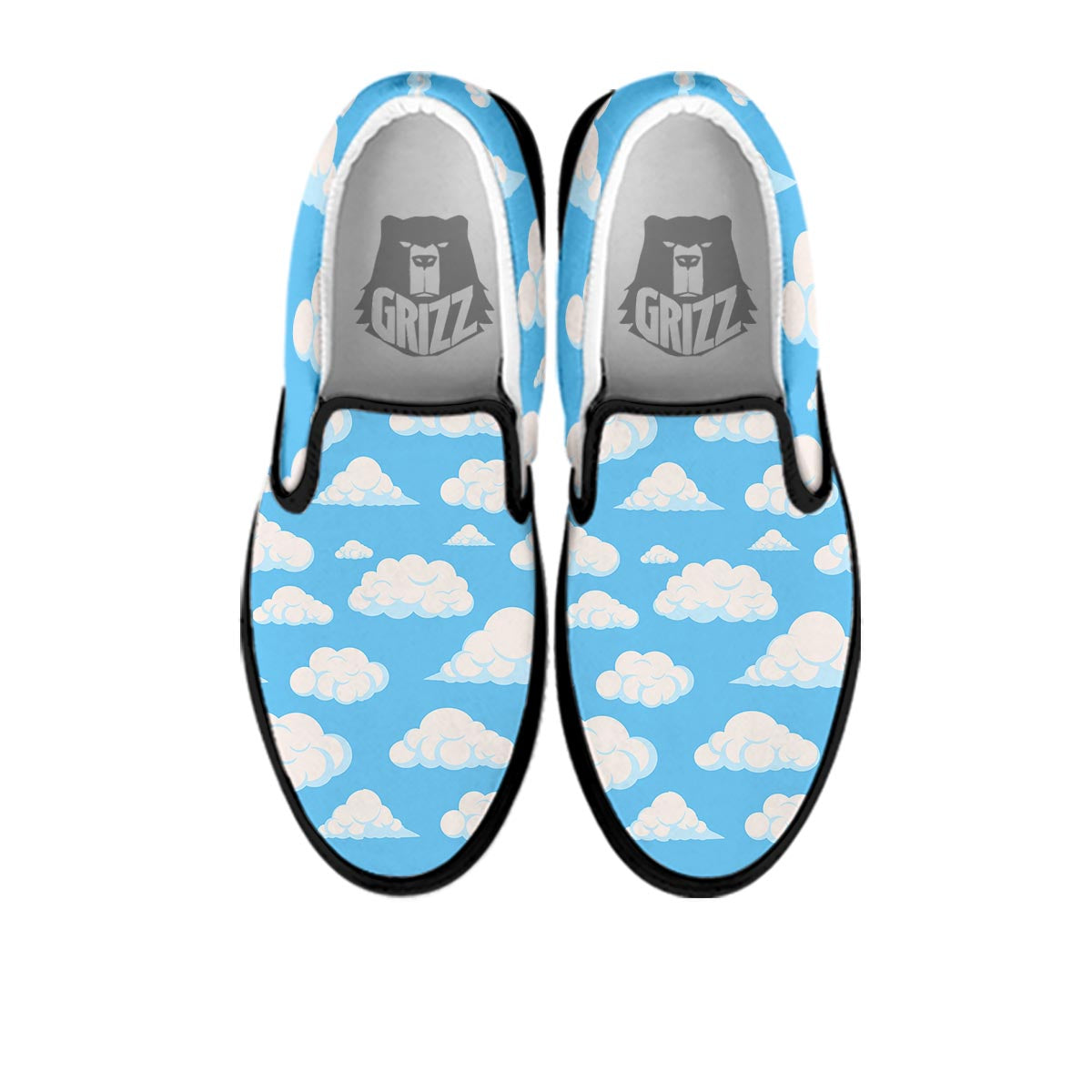 Cloud Sky Print Pattern Black Slip On Shoes-grizzshop