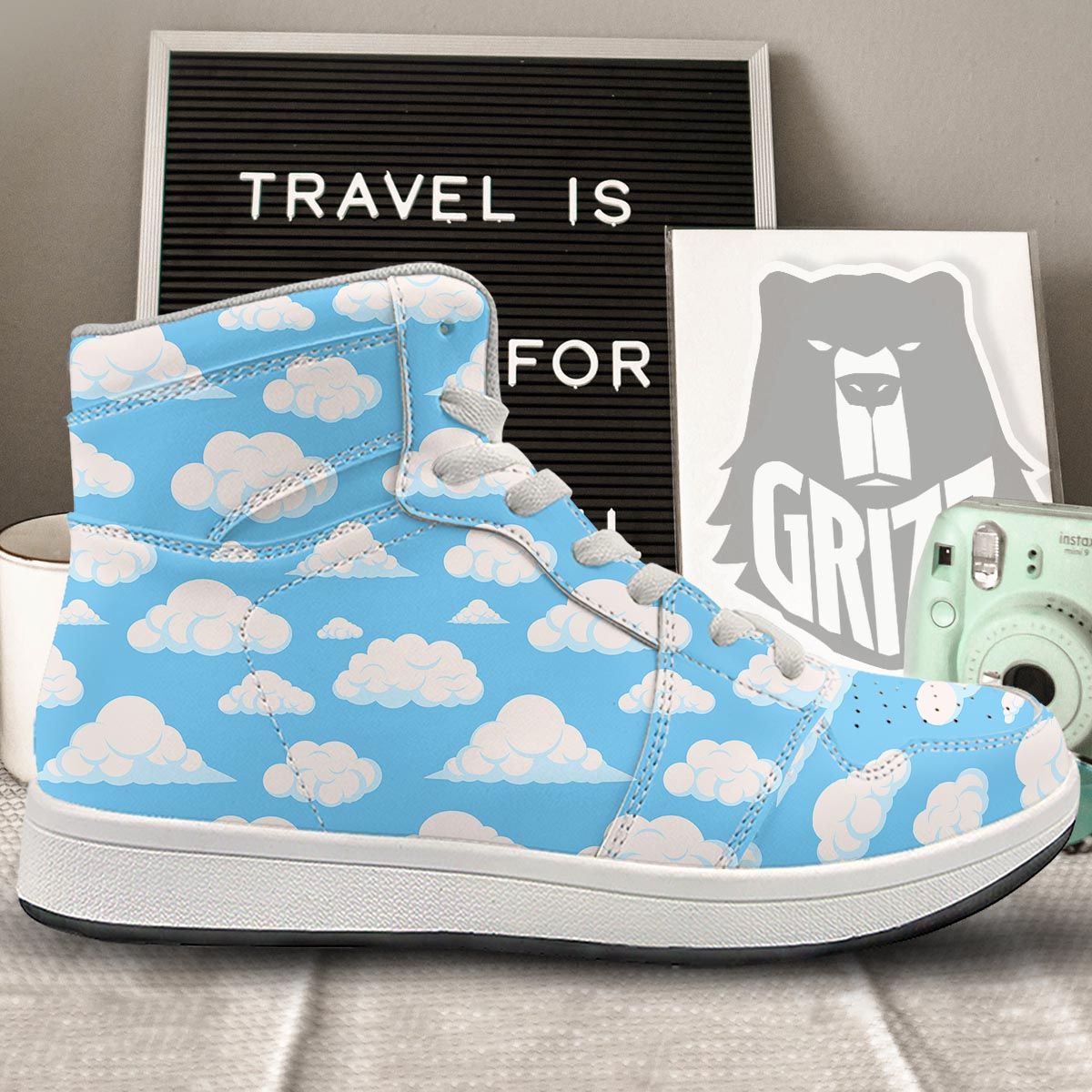 Cloud Sky Print Pattern High Top Sneakers-grizzshop
