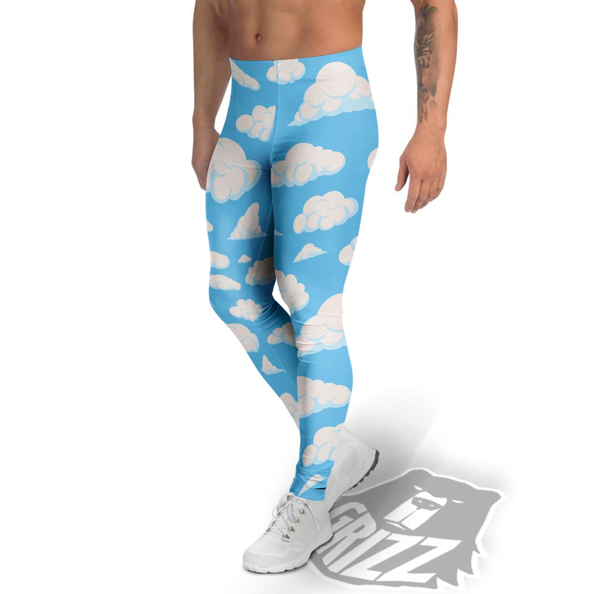 Cloud Sky Print Pattern Men's Leggings-grizzshop