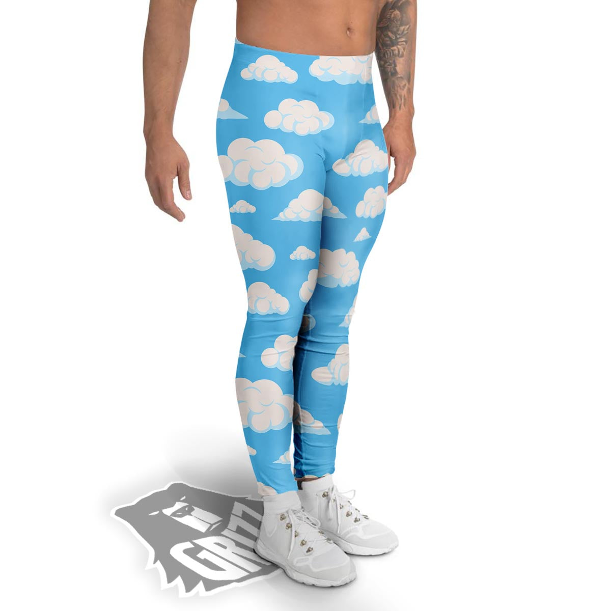 Cloud Sky Print Pattern Men's Leggings-grizzshop