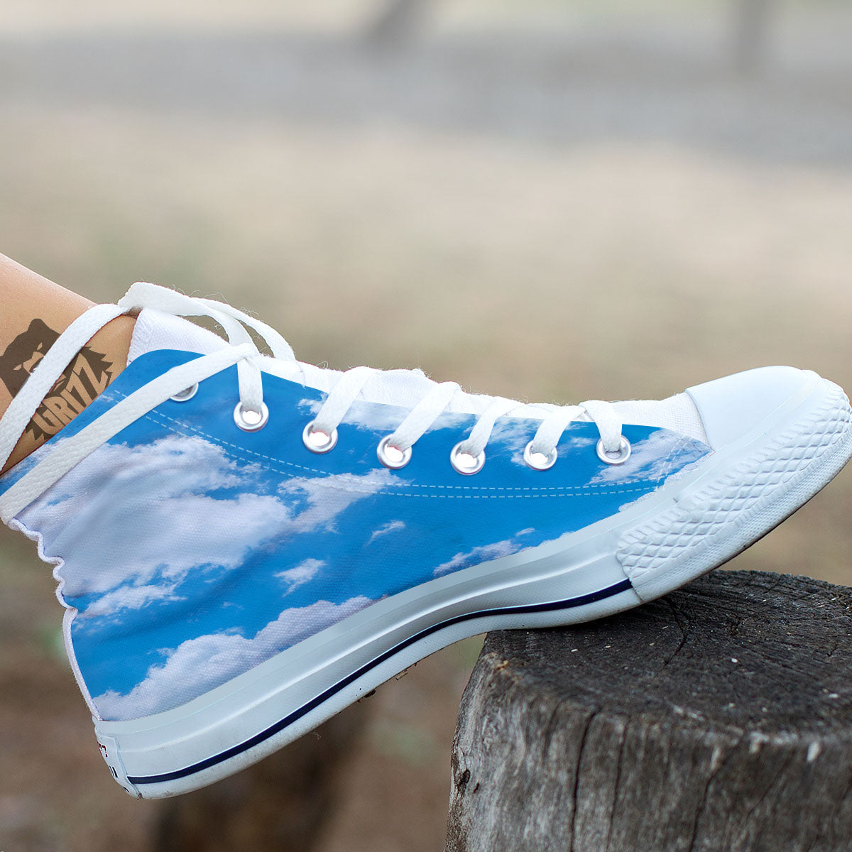Cloud Sky Print Pattern White High Top Shoes-grizzshop