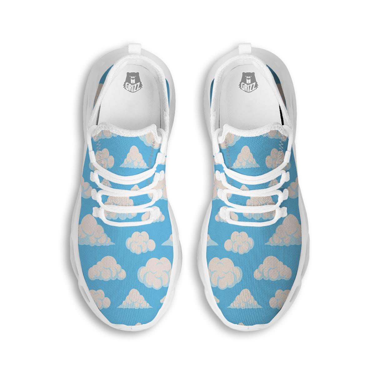 Cloud Sky Print Pattern White Running Shoes-grizzshop
