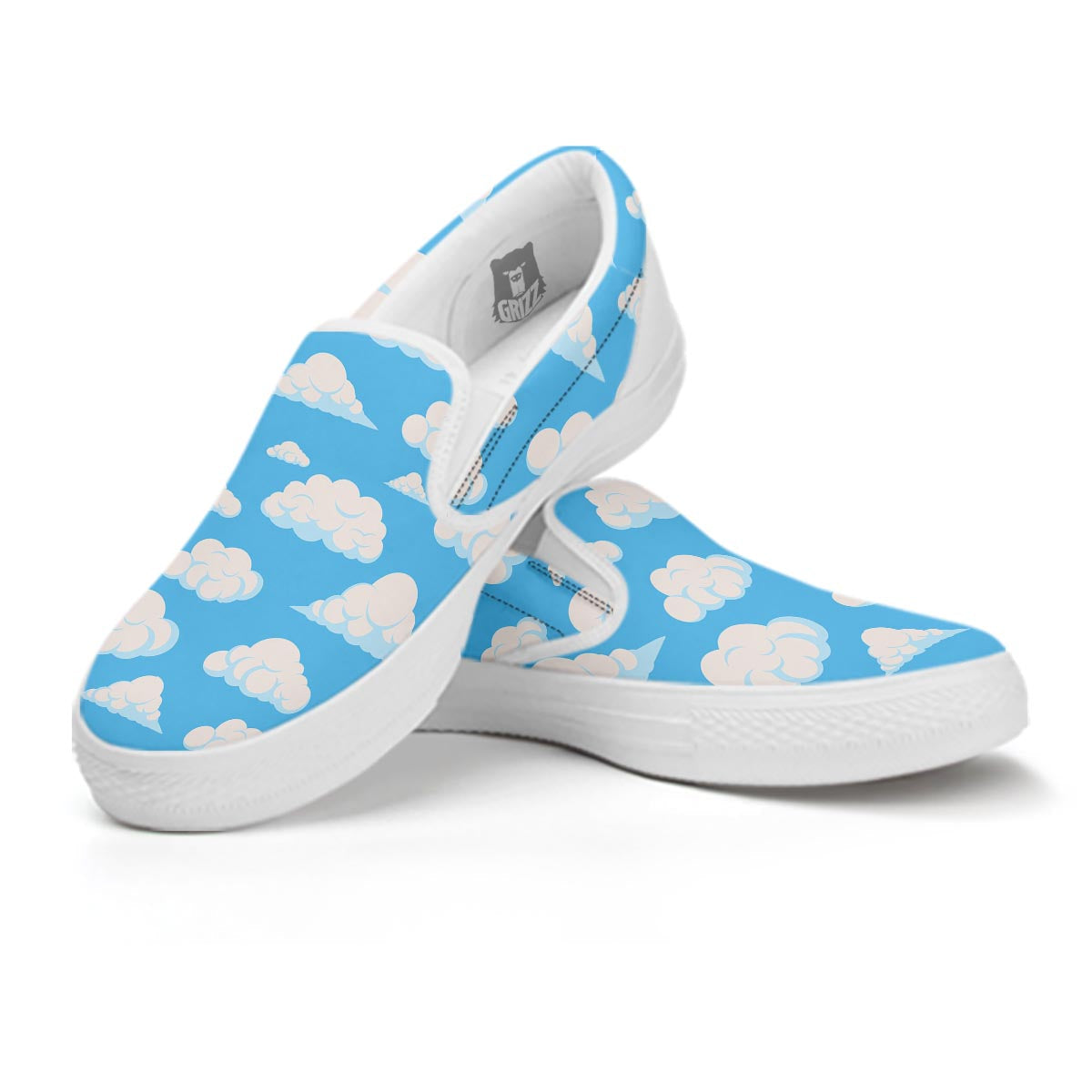 Cloud Sky Print Pattern White Slip On Shoes-grizzshop