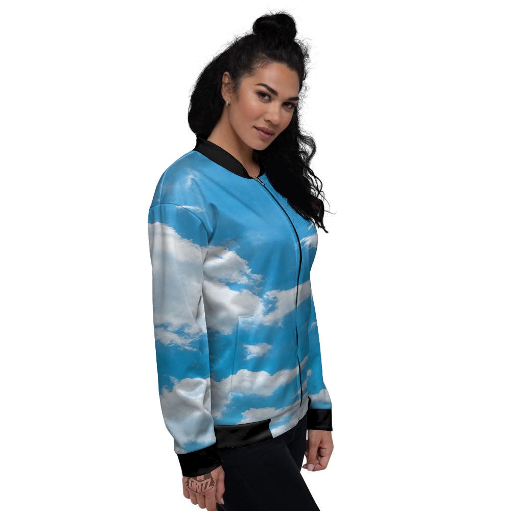 Cloud Sky Print Women's Bomber Jacket-grizzshop