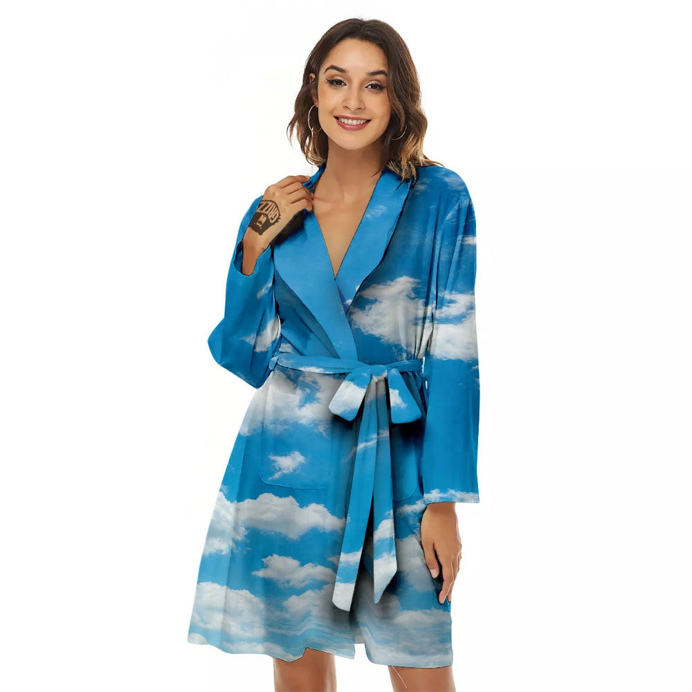 Cloud Sky Print Women's Robe-grizzshop