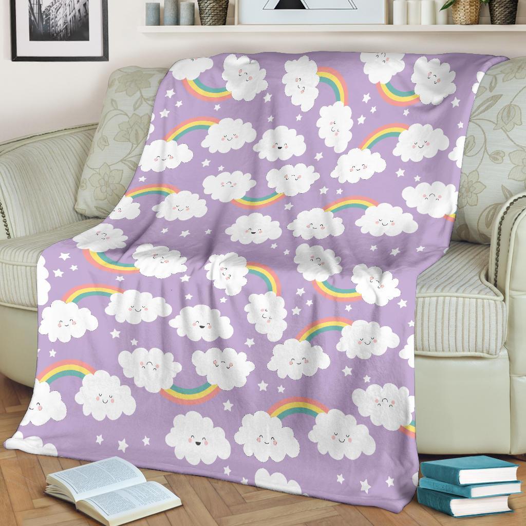 Cloud Smile Pattern Print Blanket-grizzshop