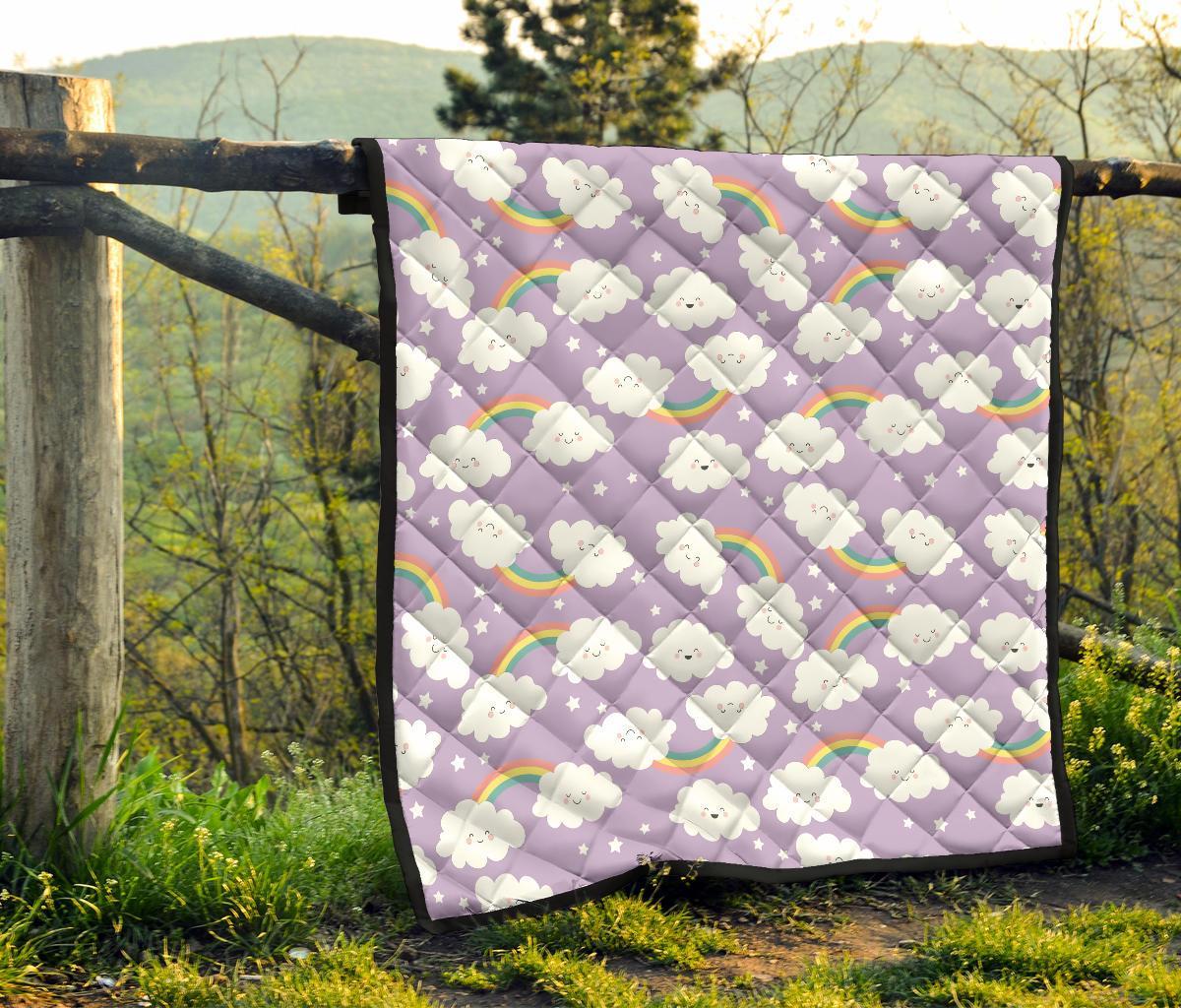Cloud Smile Pattern Print Quilt-grizzshop