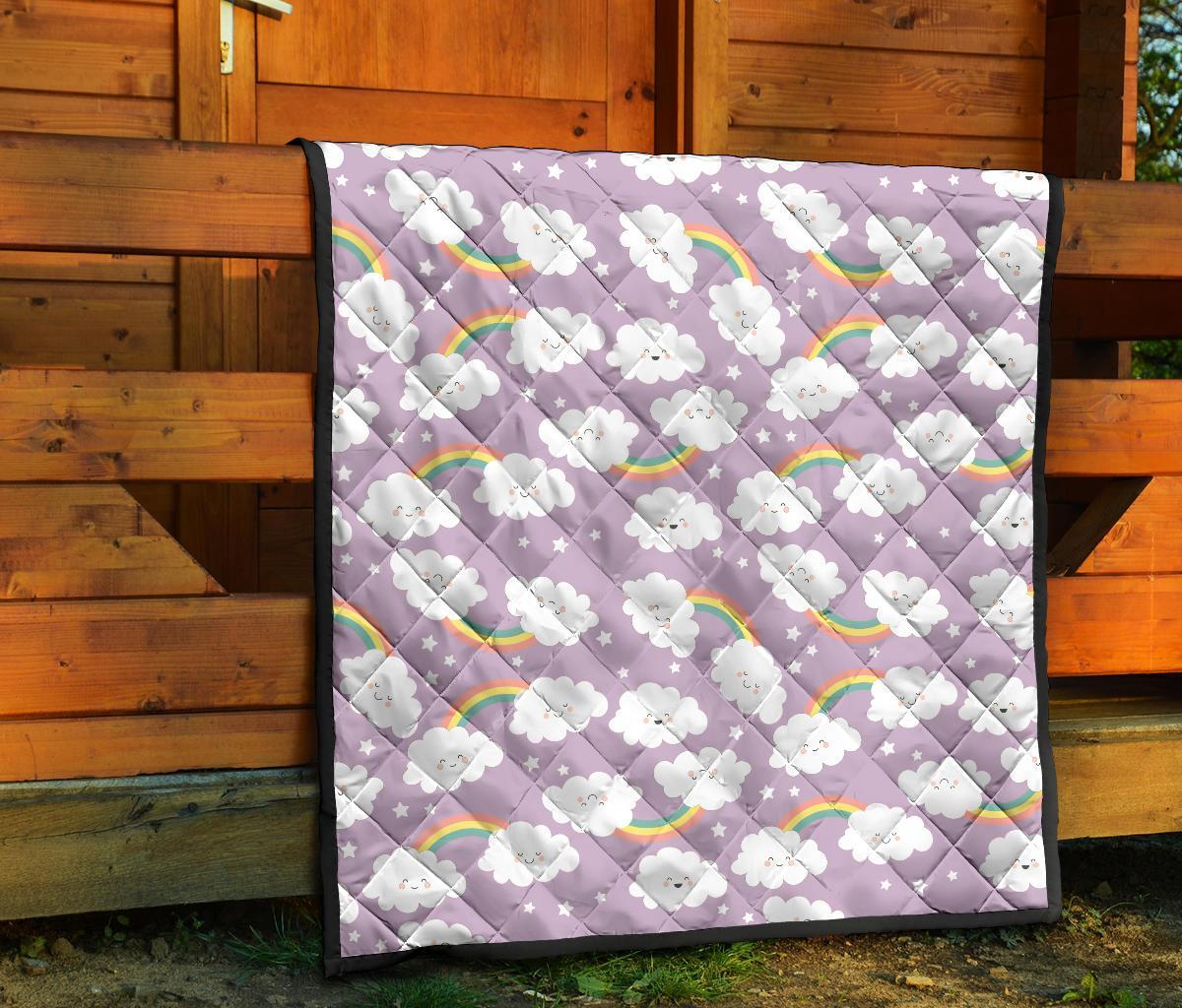 Cloud Smile Pattern Print Quilt-grizzshop