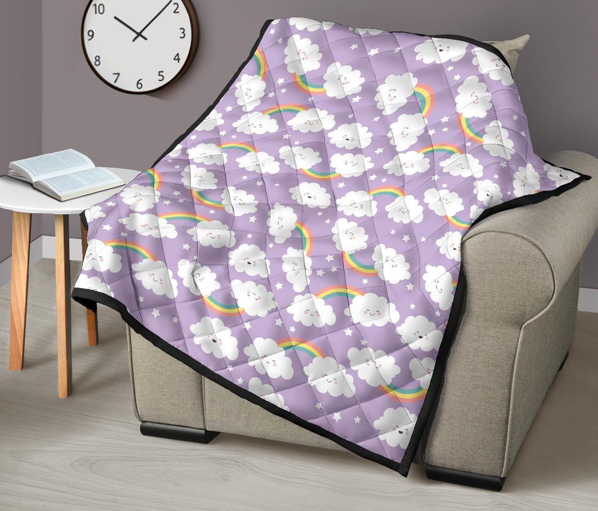 Cloud Smile Pattern Print Quilt-grizzshop